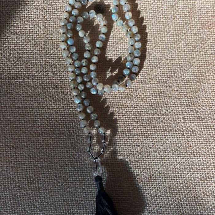 mala labradorite 8mm + quartz blanc