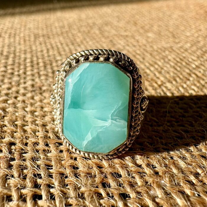 bague argent calcédoine lagon