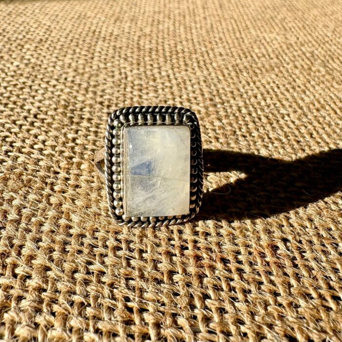 bague argent moonstone (pierre de lune arc en ciel)
