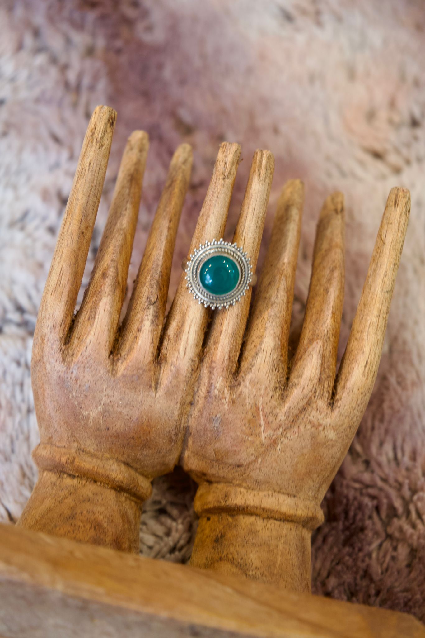 bague argent chrysoprase facettée