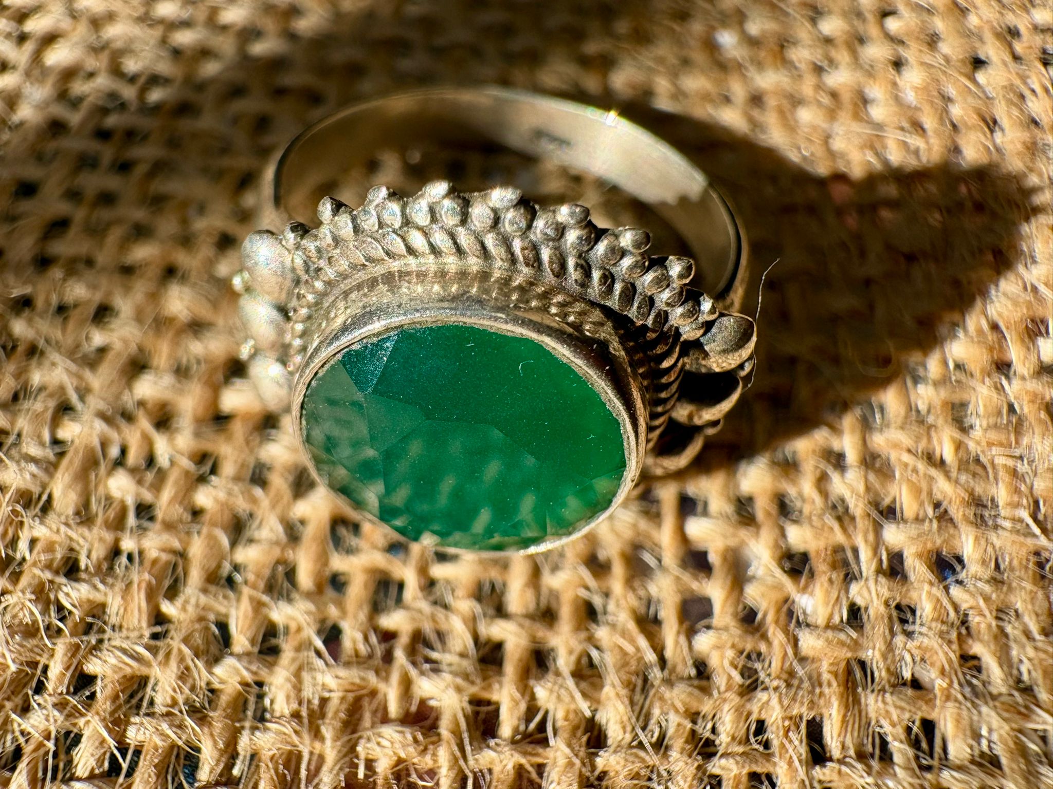 bague argent chrysoprase facettée