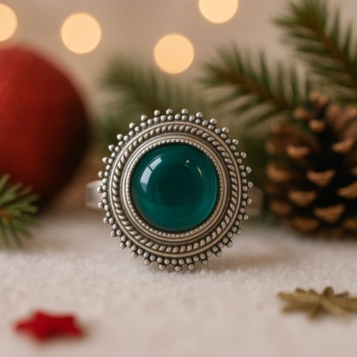 bague argent chrysoprase simple