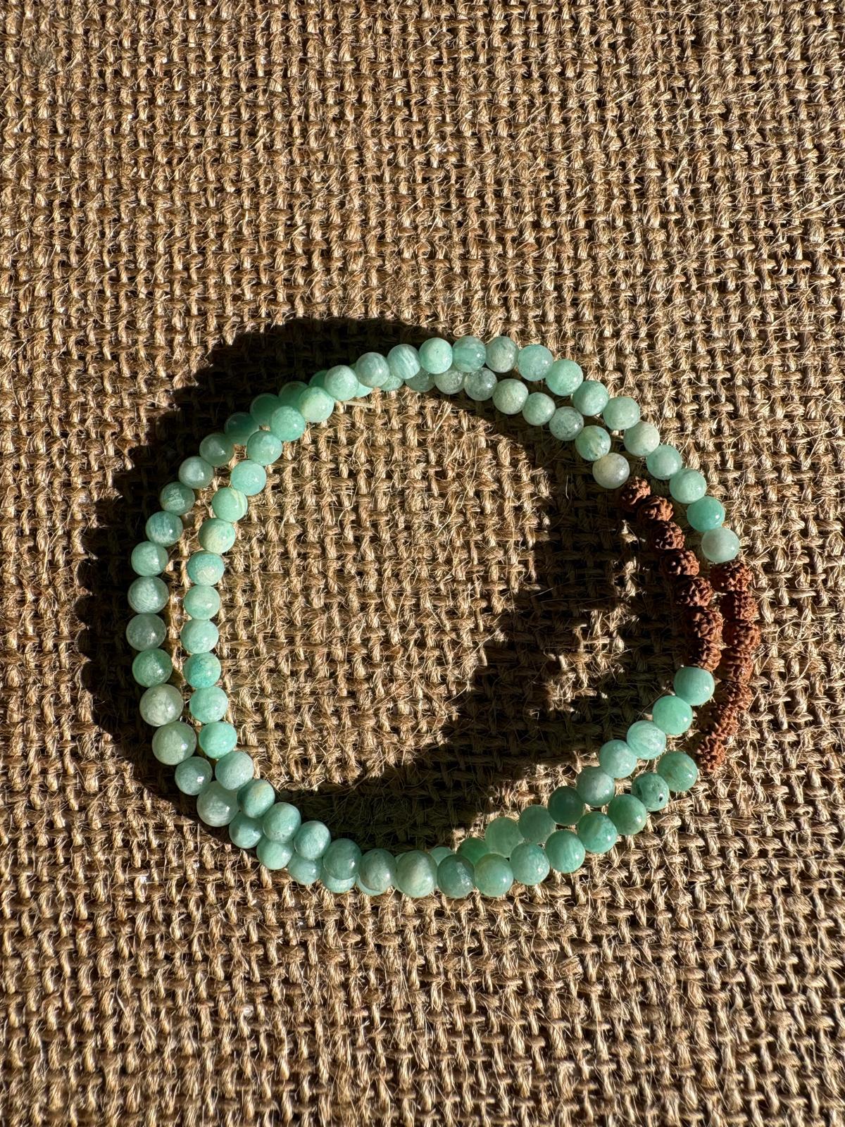 bracelet amazonite & rudrakshas